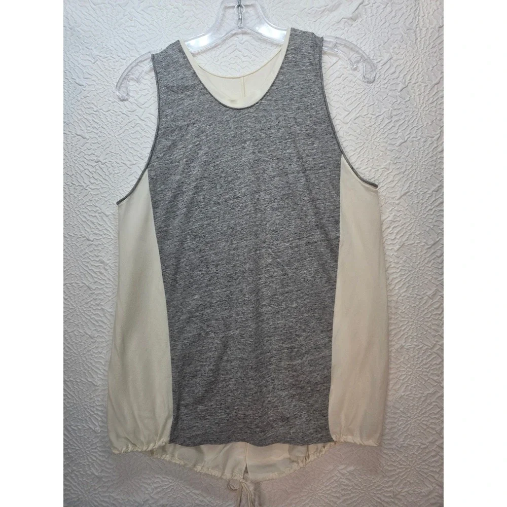 3.1 Phillip Lim Tank Top Womens Small Grey Ivory Good Silk Cotton Mixed Media